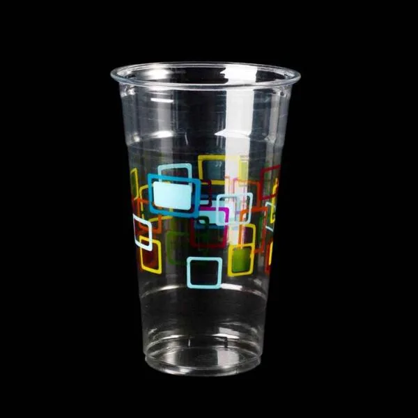 clear plastic cup with unique design