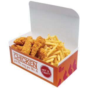 Customized fried chicken and fries box
