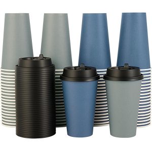 Customized colorful paper cups with lids