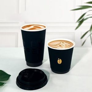 Custom black paper cups with logo
