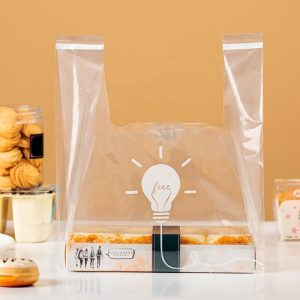 Customized transparent plastic bags wholesale food takeout bags